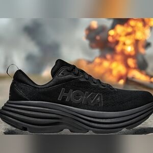 Hoka Men Bondi One One 8 Triple Black Men Sneakers Brand New